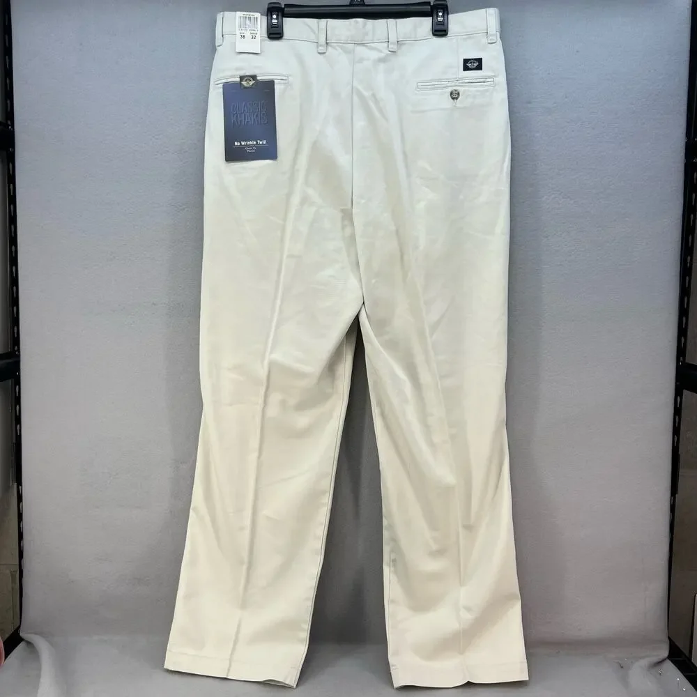 NWT Dockers Khaki Pants Men's 38X32 Classic Fit Pleated Front No Wrinkle Twill